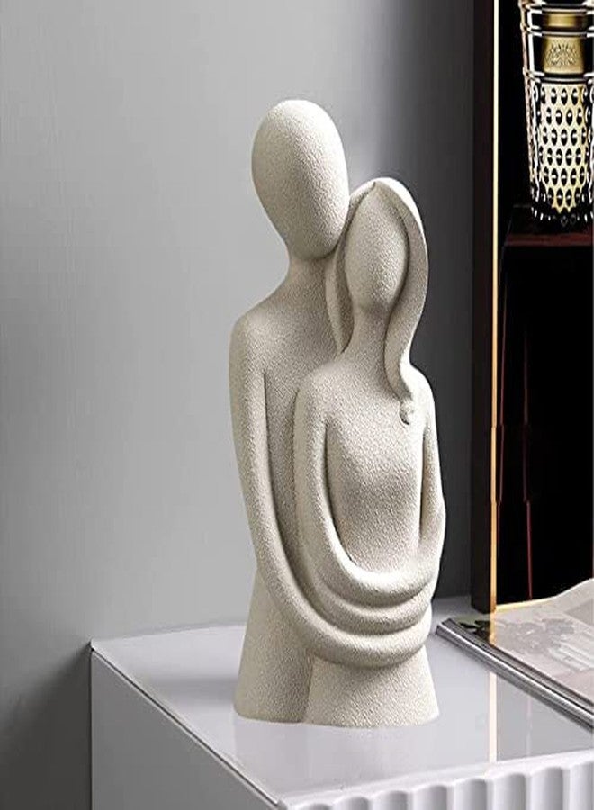 اكستور تمثال زوجين رومانسيين جميلين من إكستوري | ديكور منزلي من السيراميك (عبوة من قطعة واحدة، لون أبيض كريمي) - Image 1